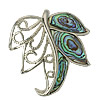 Abalone Shell Pendants, Brass, with Abalone Shell, Leaf, platinum color plated Approx 