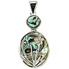 Abalone Shell Pendants, Brass, with Abalone Shell, Flat Oval, platinum color plated, with flower pattern Approx 