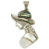 Abalone Shell Pendants, Brass, with White Shell & Abalone Shell, Girl, platinum color plated, with rhinestone Approx 