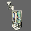 Abalone Shell Pendants, Brass, with Abalone Shell, Rectangle, platinum color plated, with rhinestone Approx 4.5mm 