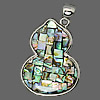 Abalone Shell Pendants, Brass, with Abalone Shell, Calabash, platinum color plated, mosaic Approx 5.5mm 