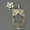 Black Shell Pendant, Brass, with Black Shell, Rectangle, platinum color plated, with star pattern Approx 