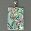 Abalone Shell Pendants, Brass, with Abalone Shell, Rectangle, platinum color plated, with rhinestone Approx 