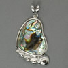 Abalone Shell Pendants, Brass, with Abalone Shell, Heart, platinum color plated Approx 