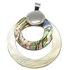Abalone Shell Pendants, Brass, with White Shell, Donut, platinum color plated Approx 