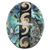 Mosaic Pattern Shell Pendants, Abalone Shell, Oval Approx 1mm 