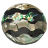 Mosaic Pattern Shell Pendants, Abalone Shell, Coin Approx 1mm 
