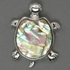 Abalone Shell Pendants, Brass, with Abalone Shell, Turtle, platinum color plated Approx 