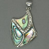 Abalone Shell Pendants, Brass, with Abalone Shell, platinum color plated, with rhinestone Approx 