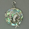 Abalone Shell Pendants, Brass, with Abalone Shell, Flat Round, platinum color plated, mosaic & with rhinestone Approx 