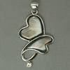 Abalone Shell Pendants, Brass, with Black Shell, Heart, platinum color plated, with rhinestone Approx 5.5mm 