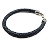 Cowhide Bracelets, Zinc Alloy, with Cowhide, plated, black, nickel, lead & cadmium free Approx 7-8 Inch 
