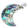 Abalone Shell Pendants, Brass, with Abalone Shell, Moon, platinum color plated, mosaic Approx 3mm 