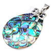 Abalone Shell Pendants, Brass, with Abalone Shell, Teardrop, platinum color plated, mosaic Approx 3mm 