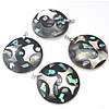 Brass Shell Pendants, with Mosaic Shell, Flat Round, single-sided Approx 