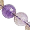 Perles d'Amétrine naturelle, Ametrine, Rond, facettes, 12mm Environ 2mm pouce Vendu par brin