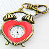 Schlüsselbund Uhr, Zinklegierung, Wecker, antike Bronzefarbe plattiert, rot, 43x50mm, verkauft von PC