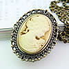 Watch Necklace, Zinc Alloy, with Glass & Resin, Flat Oval, antique bronze color plated, twist oval chain Approx 31 Inch 