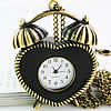 Uhr-Halskette, Zinklegierung, Herz, schwarz, Länge:ca. 31 ZollInch, verkauft von Strang