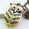 Watch Necklace, Zinc Alloy, with Glass, Owl, plated, twist oval chain Approx 31 Inch 