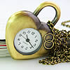 Uhr-Halskette, Zinklegierung, Herz, Länge:ca. 31 ZollInch, verkauft von Strang