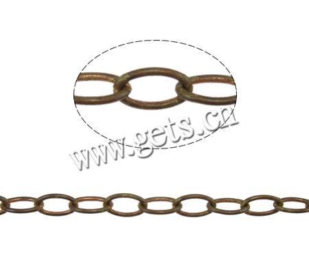 Brass Oval Chain, plated, more colors for choice, cadmium free, 3.5x6.5x0.5mm, 100m/Lot, Sold By Lot