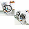 Chronograph Watch, Zinc Alloy, with Glass, Round, platinum color plated 42mm, 20mm Approx 8.6 Inch 