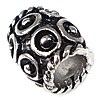 Edelstahl European Perlen, 316 Edelstahl, Trommel, mit Muster von runden Punkten & ohne troll & Schwärzen, 9.5x10.5mm, Bohrung:ca. 5mm, verkauft von PC