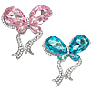 Rhinestone Zinc Alloy Ornaments, with Crystal, Bowknot, platinum color plated, flat back & faceted & with rhinestone 