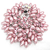 Rhinestone Zinc Alloy Ornaments, with Glass Pearl, Peacock, platinum color plated, flat back & with rhinestone, pink 