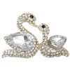 Rhinestone Zinc Alloy Ornaments, with Crystal, Swan, gold color plated, faceted & with rhinestone 