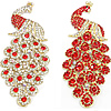 Rhinestone Zinc Alloy Ornaments, Peacock, gold color plated, flat back & with rhinestone 