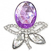 Crystal Brooch, Zinc Alloy, with Crystal, Flower, platinum color plated, faceted & with rhinestone 
