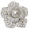 Broche de diamantes de imitación de la aleación de Zinc, Flor, chapado en color de platina, con diamantes de imitación, claro, 56x60mm, Vendido por UD