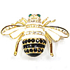 Rhinestone Zinc Alloy Ornaments, Insect, gold color plated, enamel & with rhinestone 