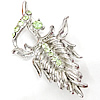 Zinc Alloy Jewelry Brooch, silver color plated, with rhinestone 