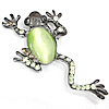 Rhinestone Zinc Alloy Ornaments, with Cats Eye, Frog, plumbum black color plated, flat back & with rhinestone 