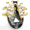 Rhinestone Zinc Alloy Ornaments, with Crystal, Insect, gold color plated, flat back & faceted & with rhinestone 