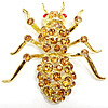 Rhinestone Zinc Alloy Ornaments, Insect, gold color plated, with rhinestone 