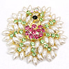 Rhinestone Zinc Alloy Ornaments, with Glass Pearl, Peacock, gold color plated, flat back & with rhinestone 