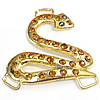 Connecteur en alliage de Zinc animal, serpent, Placage de couleur d'or, avec strass & 1/2 boucle Environ Vendu par PC
