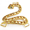 Animal Zinc Alloy Connector, Snake, gold color plated, with rhinestone & 1/2 loop Approx 