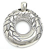 Thailand Sterling Silver Pendants, Donut, leaf pattern Approx 5mm 