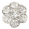 Botón de caña de aleación de cinc, aleación de zinc, Flor, chapado en color de platina, con diamantes de imitación, claro, 19x20mm, Vendido por UD