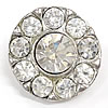 Zinc Alloy Shank Button, Flat Round, platinum color plated, with rhinestone, clear 