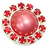 Zinc Alloy Shank Button, with Glass Pearl, with rhinestone, red 