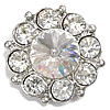 Zinc Alloy Shank Button, Flower, platinum color plated, with rhinestone 