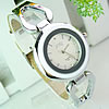 Мода Часы браслет, Искусственная кожа, с заголовка из цинкового сплава, Круглая, 30mm, 11mm, длина:Приблизительно 9 дюймовый, продается PC