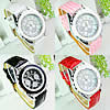 Women Wrist Watch, Zinc Alloy, with PU Leather & Glass, platinum color plated, for woman & with rhinestone 37mm, 16mm Approx 9.2 Inch 