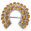 Zinc Alloy Decorative Buckle, with Crystal, platinum color plated, faceted & with rhinestone, golden yellow 